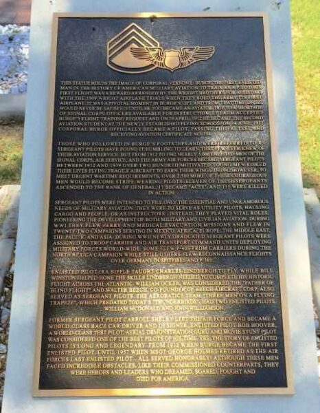CORPORAL VERNON L. BURGE WAR MEMORIAL PLAQUE