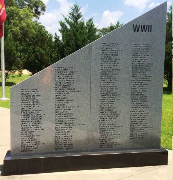 URIAH VETERANS MEMORIAL HONOR ROLL STONE C