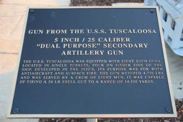 GUN FROM U.S.S. TUSCALOOSA MEMORIAL PLAQUE