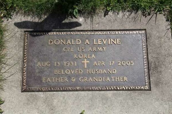 DONALD A LEVINE MEMORIAL CEMETERY STONE
