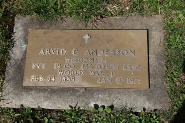 ARVID G ANDERSON MEMORIAL CEMETERY STONE