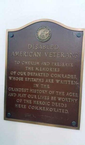 NASSAU COUNTY DISABLED AMERICAN VETERANS MEMORIAL PLAQUE