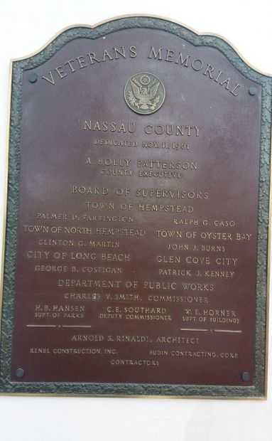 NASSAU COUNTY VETERANS MEMORIAL PLAQUE