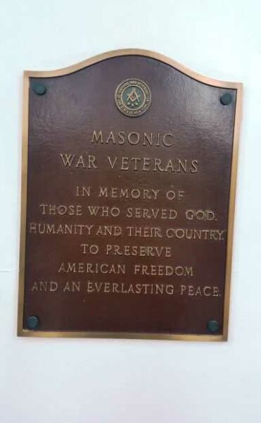 NASSAU COUNTY MASONIC WAR VETERANS MEMORIAL PLAQUE