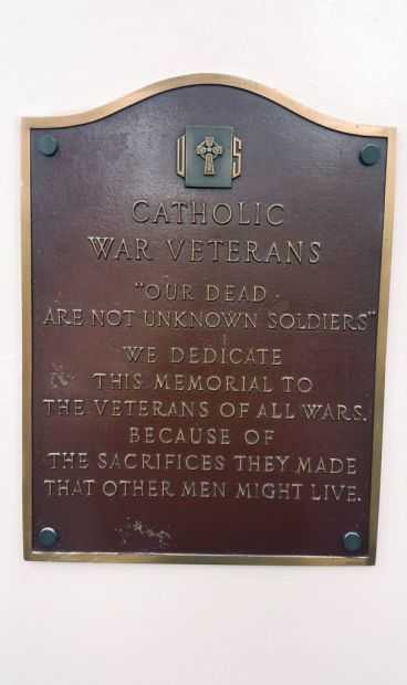 NASSAU COUNTY CATHOLIC WAR VETERANS MEMORIAL PLAQUE