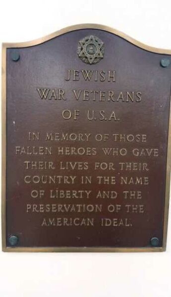 NASSAU COUNTY JEWISH WAR VETERANS OF U.S.A. MEMORIAL PLAQUE
