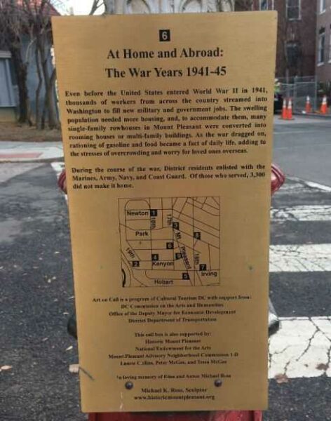 AT HOME AND ABROAD WAR MEMORIAL CALL BOX PLAQUE