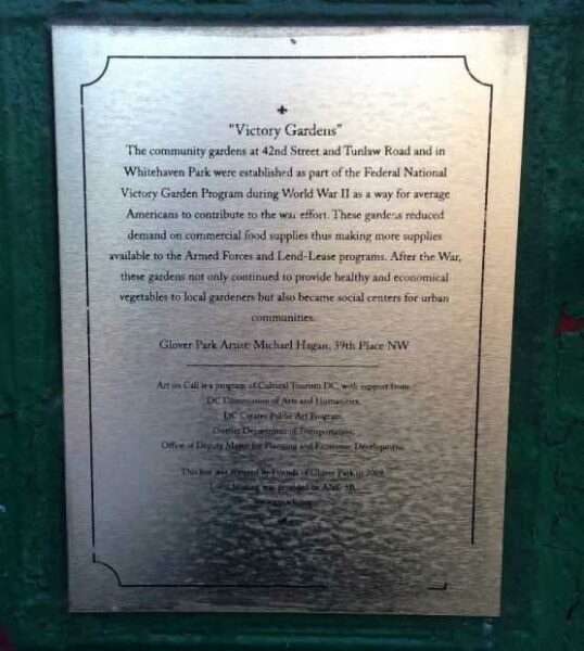 “VICTORY GARDENS” WAR MEMORIAL CALL BOX PLAQUE