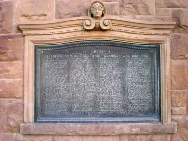 STANFORD UNIVERSITY SPANISH-AMERICAN WAR MEMORIAL PLAQUE