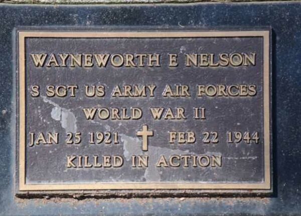 WAYNEWORTH E NELSON WAR MEMORIAL PLAQUE