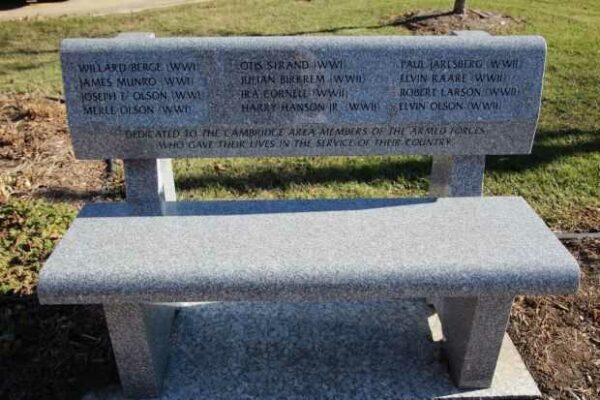 CAMBRIDGE VILLAGE VETERANS’ PARK MEMORIAL BENCH C