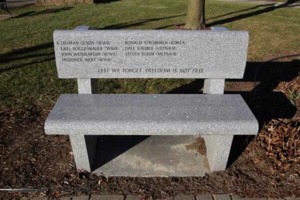 CAMBRIDGE VILLAGE VETERANS’ PARK MEMORIAL BENCH B