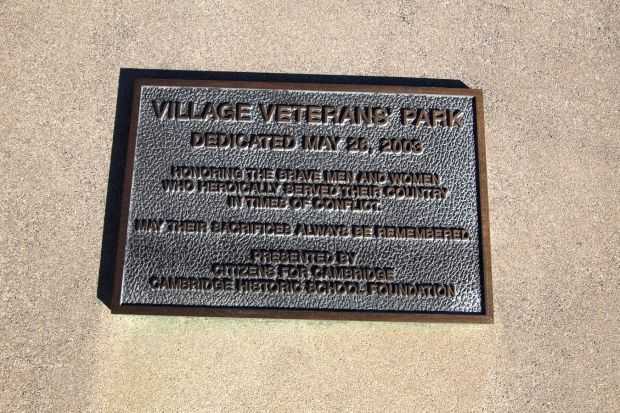 CAMBRIDGE VILLAGE VETERANS’ PARK MEMORIAL PLAQUE