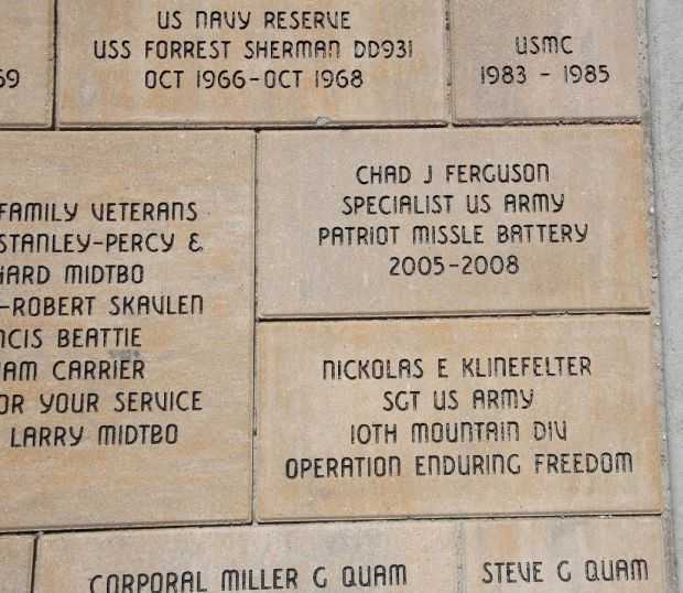 STOUGHTON AREA VETERANS MEMORIAL PARK BRICK SECTION S