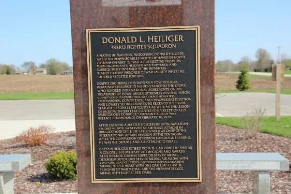 DONALD L. HEILIGER WAR MEMORIAL PILLAR PLAQUE