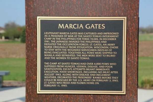 MARCIA GATES WAR MEMORIAL PILLAR PLAQUE