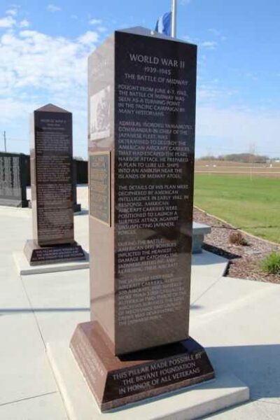 PEARL HARBOR DECEMBER 7, 1941 WAR MEMORIAL PILLAR SIDE B