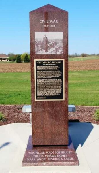 GETTYSBURG ADDRESS WAR MEMORIAL PILLAR