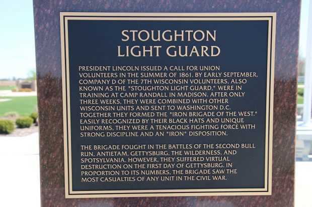 STOUGHTON LIGHT GUARD WAR MEMORIAL PILLAR PLAQUE
