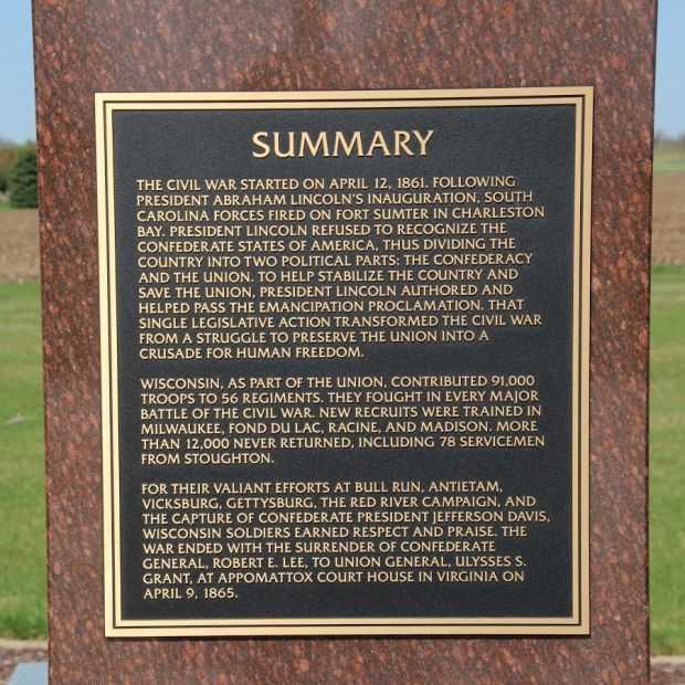 SUMMARY CIVIL WAR MEMORIAL PILLAR PLAQUE