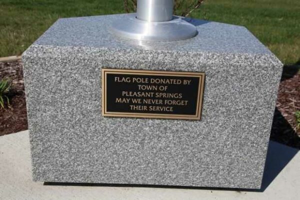STOUGHTON AREA VETERANS MEMORIAL PARK FLAG POLE PLAQUE
