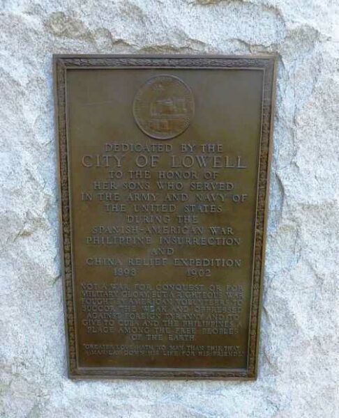 CITY OF LOWELL SPANISH-AMERICAN WAR MEMORIAL PLAQUE