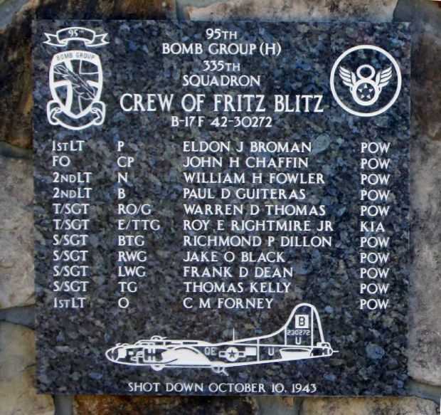 95TH BOMB GROUP (H) 335TH SQUADRON WAR MEMORIAL PLAQUE