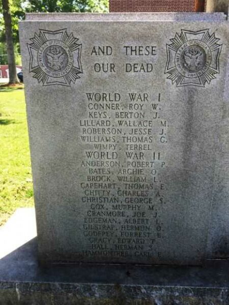 CATOOSA COUNTY WAR MEMORIAL FRONT WORLD WAR I