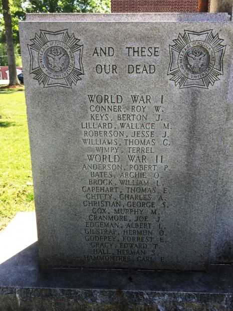 CATOOSA COUNTY WAR MEMORIAL FRONT WORLD WAR I