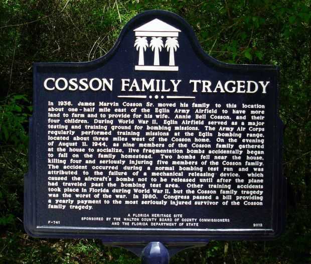 COSSON FAMILY TRAGEDY WAR MEMORIAL MARKER