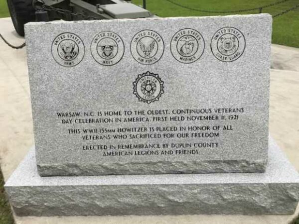 WARSAW WWII 155MM HOWITZER MEMORIAL DEDICATION STONE