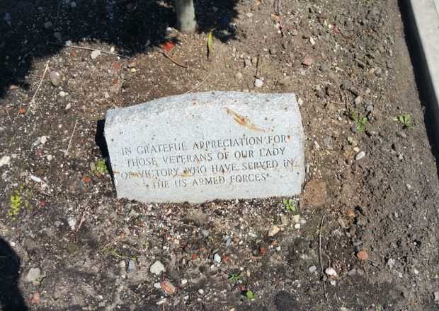 OUR LADY OF VICTORY VETERANS MEMORIAL TREE STONE