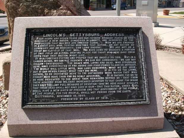 BLACKFORD COUNTY LINCOLN’S GETTYSBURG ADDRESS MEMORIAL PLAQUE