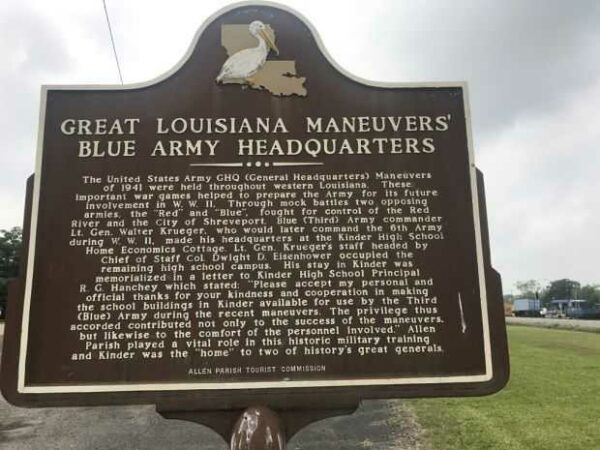 GREAT LOUISIANA MANUVERS’ BLUE ARMY HEADQUARTERS MEMORIAL MARKER