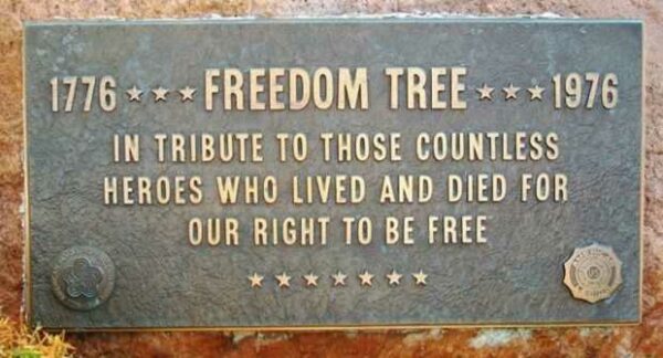 FREEDOM TREE WAR MEMORIAL PLAQUE