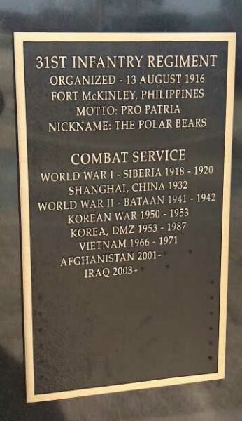 THE POLAR BEAR REGIMENT WAR MEMORIAL PLAQUE B