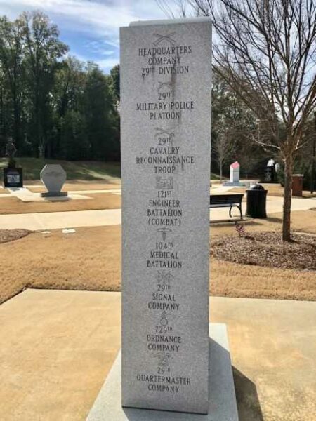 29TH INFANTRY DIVISION WAR MEMORIAL LEFT SIDE