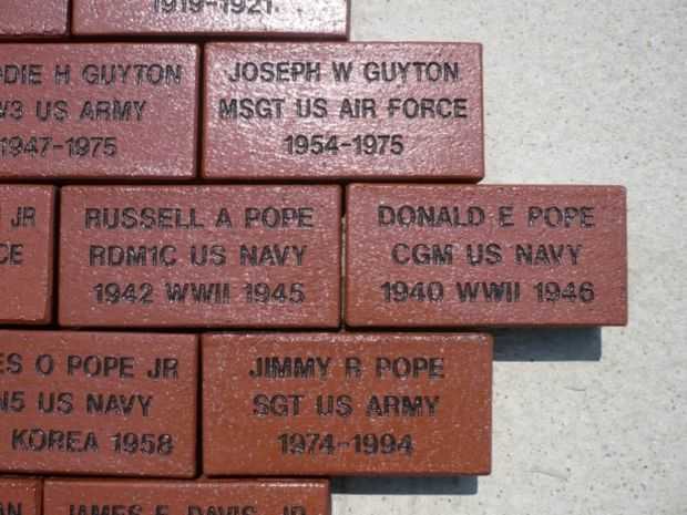BLADEN COUNTY VETERANS MEMORIAL BRICKS SECTION A