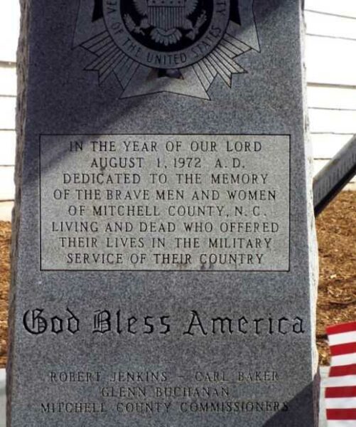 MITCHELL COUNTY VETERANS MEMORIAL DEDICATION STONE