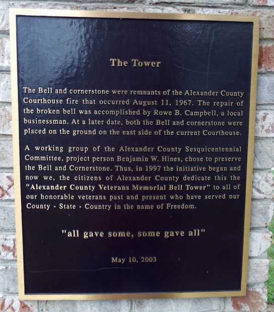 ALEXANDER COUNTY VETERANS MEMORIAL BELL TOWER PLAQUE A