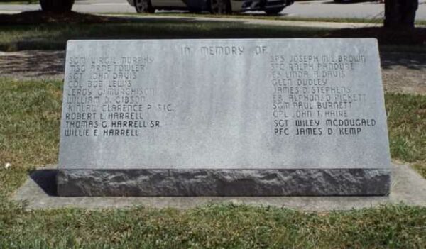 HOKE COUNTY WAR MEMORIAL IN MEMORY OF STONE