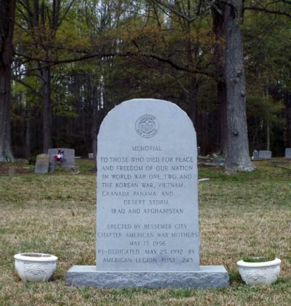 BESSEMER CITY WAR VETERANS MEMORIAL