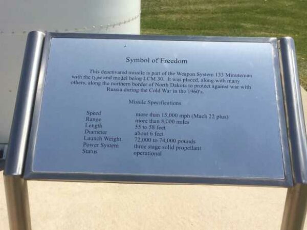 SYMBOL OF FREEDOM MEMORIAL MISSILE PLAQUE