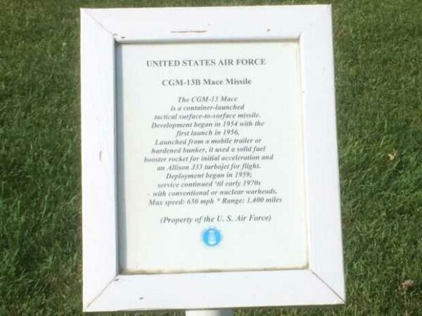 CGM-13B MACE MISSILE MEMORIAL PLAQUE