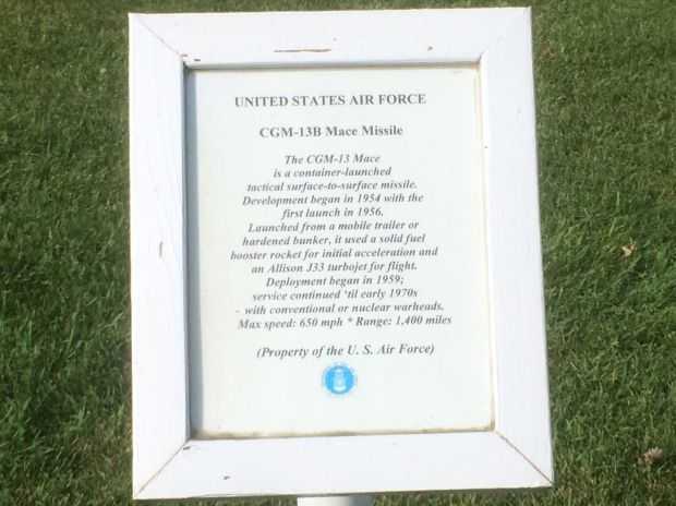 CGM-13B MACE MISSILE MEMORIAL PLAQUE