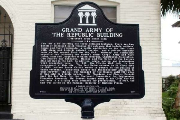 GRAND ARMY OF THE REPUBLIC BUILDING MEMORIAL MARKER BACK