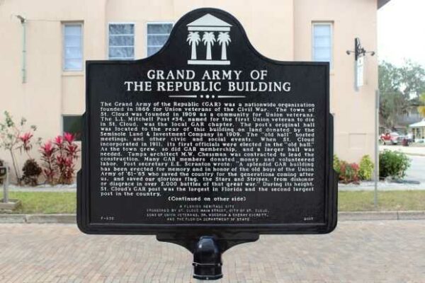 GRAND ARMY OF THE REPUBLIC BUILDING MEMORIAL MARKER FRONT