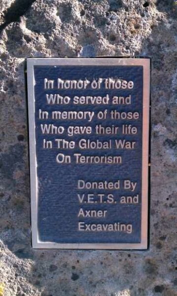 SHASTA COUNTY VETERANS MEMORIAL GROVE PLAQUE F