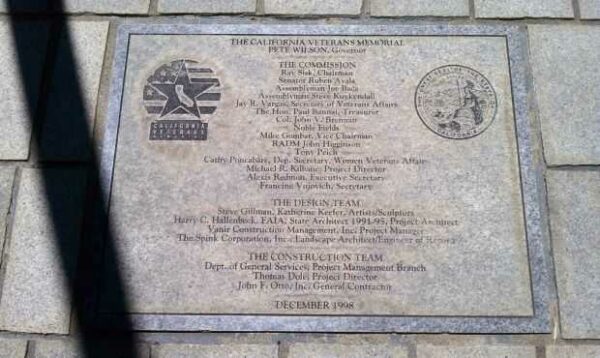 THE CALIFORNIA VETERANS MEMORIAL DEDICATION STONE