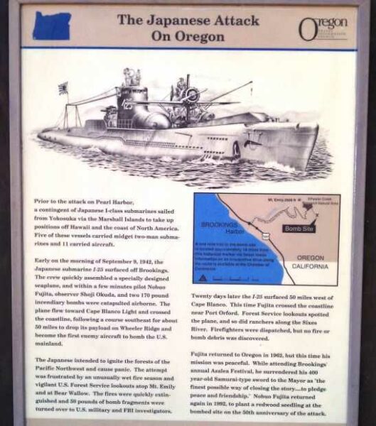 THE JAPANESE ATTACK ON OREGON WAR MEMORIAL PANEL